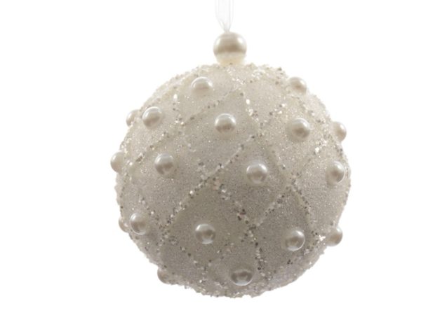 bola de navidad perlas blanca