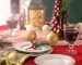 Beautiful Christmas table setting with decorations in vintage style