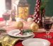 Beautiful Christmas table setting with decorations in vintage style